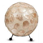 Настольная лампа из перламутра на металлическом каркасе Indonesian Circle варинант исполнения - 2 | Loft Concept в Санкт-петербурге