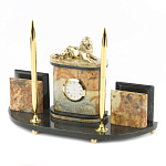 Настольный письменный набор из камня офиокальцит и бронзы с декором в виде льва Successful Leader варинант исполнения - 2 | Loft Concept в Санкт-петербурге