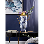 Ваза с бронзовыми ручками и синим цветочным узором Blue & White Ornament варинант исполнения - 8 | Loft Concept в Санкт-петербурге
