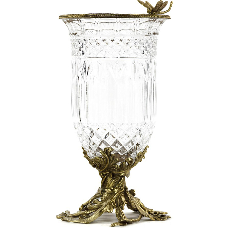 Ваза Transparent Vase with Bronze Dragonfly on Edge Прозрачный (Transparent) Бронза в Санкт-петербурге | Loft Concept 