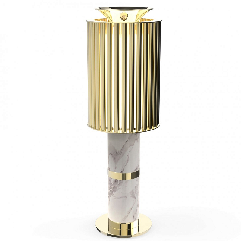 Настольная лампа Donna Table Light in Brass with White Marble Base Глянцевое золото Белый Мрамор Bianco в Санкт-петербурге | Loft Concept 