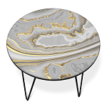 Стол журнальный c круглой столешницей из стекла серого цвета Gray and Gold Marble варинант исполнения - 2 | Loft Concept в Санкт-петербурге