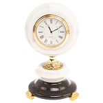 Часы настольные бронзовые из натуральных камней Мрамор и Змеевик Stone Clock варинант исполнения - 1 | Loft Concept в Санкт-петербурге