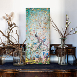 Постер на холсте в стиле шинуазри с изображением сада Chinoiserie Imperial Garden Peacocks on a Tree варинант исполнения - 3 | Loft Concept в Санкт-петербурге