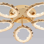 Потолочная люстра с 5-ю светодиодными лампами с золотистым каркасом Ring of Fire варинант исполнения - 2 | Loft Concept в Санкт-петербурге