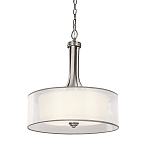 Люстра подвесная с двойным круглым плафоном из органзы и матового стекла Kichler варинант исполнения - 1 | Loft Concept в Санкт-петербурге