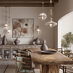 Бра со стеклянным плафоном конусообразной формы и декоративной вставкой из джута Tectona  варинант исполнения - 4 | Loft Concept в Санкт-петербурге