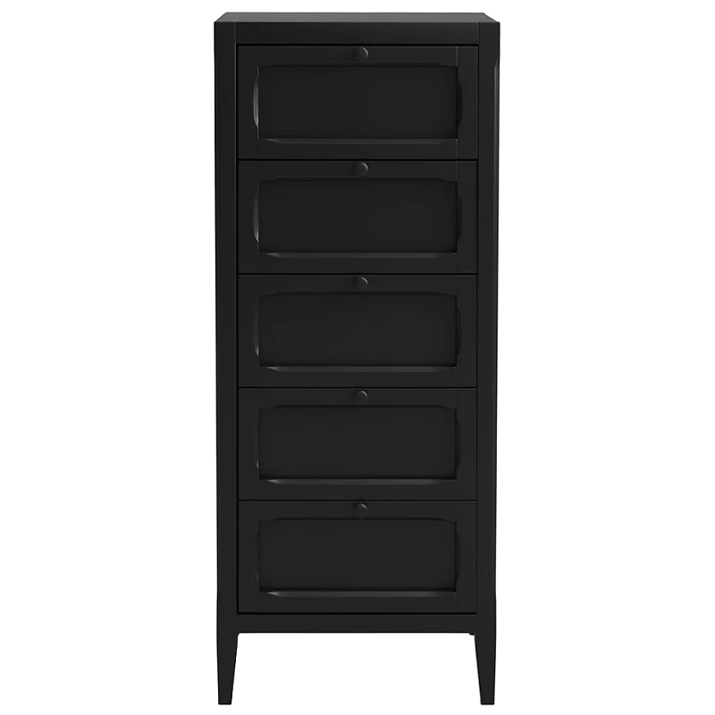 Комод узкий с 5-ю ящиками черный Silva Black Chest of Drawers Черный в Санкт-петербурге | Loft Concept 