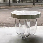 Дизайнерский журнальный стол на 3-х овальных прозрачных ножках Tukutic варинант исполнения - 2 | Loft Concept в Санкт-петербурге