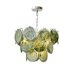Люстра из зеленых стеклянных дисков с перламутровым эффектом Green Glowing Glaze варинант исполнения - 7 | Loft Concept в Санкт-петербурге