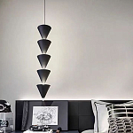 Подвесной светильник светодиодный в виде ряда черных металлических конусов  Herringbone варинант исполнения - 5 | Loft Concept в Санкт-петербурге