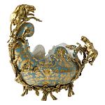 Чаша голубого цвета с оранментом и и бронзовыми фигурами леопардов Eden Garden варинант исполнения - 2 | Loft Concept в Санкт-петербурге