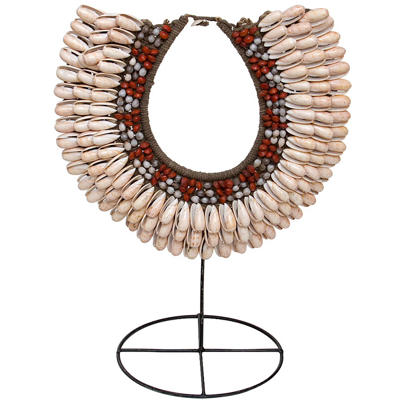 Этническое ожерелье из ракушек и бус Aboriginal Ethnic Necklace Beige Red Бежевый Красный Коричневый в Санкт-петербурге | Loft Concept 