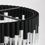 Люстра круглая из матового черного металла с подвесками из прозрачных стеклянных трубок Noir Tubes варинант исполнения - 9 | Loft Concept в Санкт-петербурге