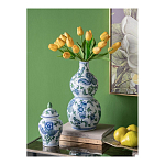 Ваза фигурная с сине-зелеными узорами распустившихся цветов Blossoming Spring варинант исполнения - 4 | Loft Concept в Санкт-петербурге