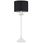 Настольная лампа с декором в виде белого цветка магнолии на каркасе и черным абажуром White Magnolia варинант исполнения - 3 | Loft Concept в Санкт-петербурге