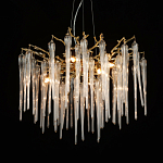 Люстра золотого цвета с декоративными ветками и длинными прозрачными стеклянными подвесами в форме сосулек Droplet Chandelier варинант исполнения - 3 | Loft Concept в Санкт-петербурге