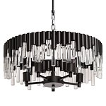 Люстра круглая из матового черного металла с подвесками из прозрачных стеклянных трубок Noir Tubes варинант исполнения - 1 | Loft Concept в Санкт-петербурге