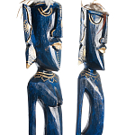 Комплект из 2-х деревянных статуэток Asmat Tall Statuettes Blue Green варинант исполнения - 3 | Loft Concept в Санкт-петербурге