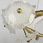 Люстра подвесная круглая с ветвистыми бронзовыми элементами и стеклянными рифлеными дисками Textured Glass Chandelier варинант исполнения - 4 | Loft Concept в Санкт-петербурге