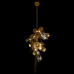 Люстра подвесная вытянутой формы с плафонами из стекла и металла с тремя вертикальными подвесками Gilded Mirage  варинант исполнения - 7 | Loft Concept в Санкт-петербурге