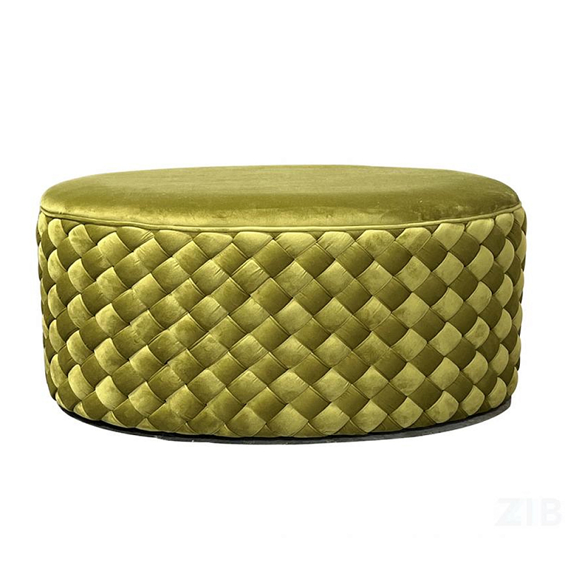Пуф овальный плетеный оливкового цвета Pool Woven Velour Оливковый в Санкт-петербурге | Loft Concept 