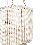 Двухъярусная люстра с подвесками из круглых деревянных бусин белая White Beads Two-tier Chandelier варинант исполнения - 3 | Loft Concept в Санкт-петербурге