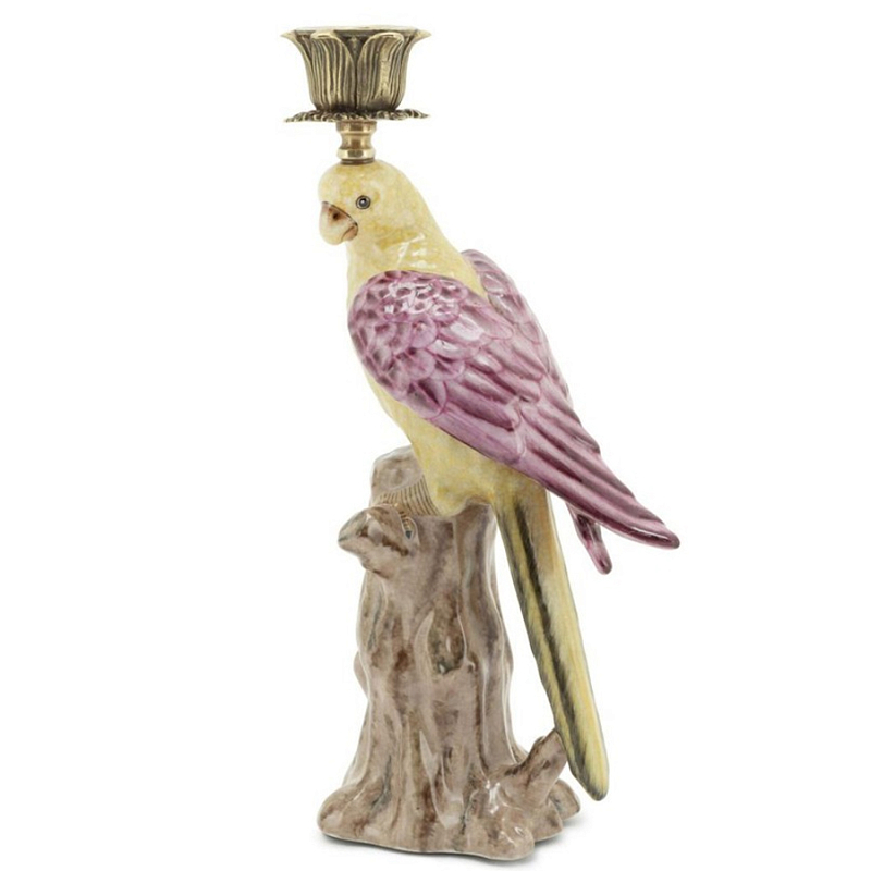 Подсвечник Candleholder Parrot With Trunk Желтый Розовый Белый в Санкт-петербурге | Loft Concept 