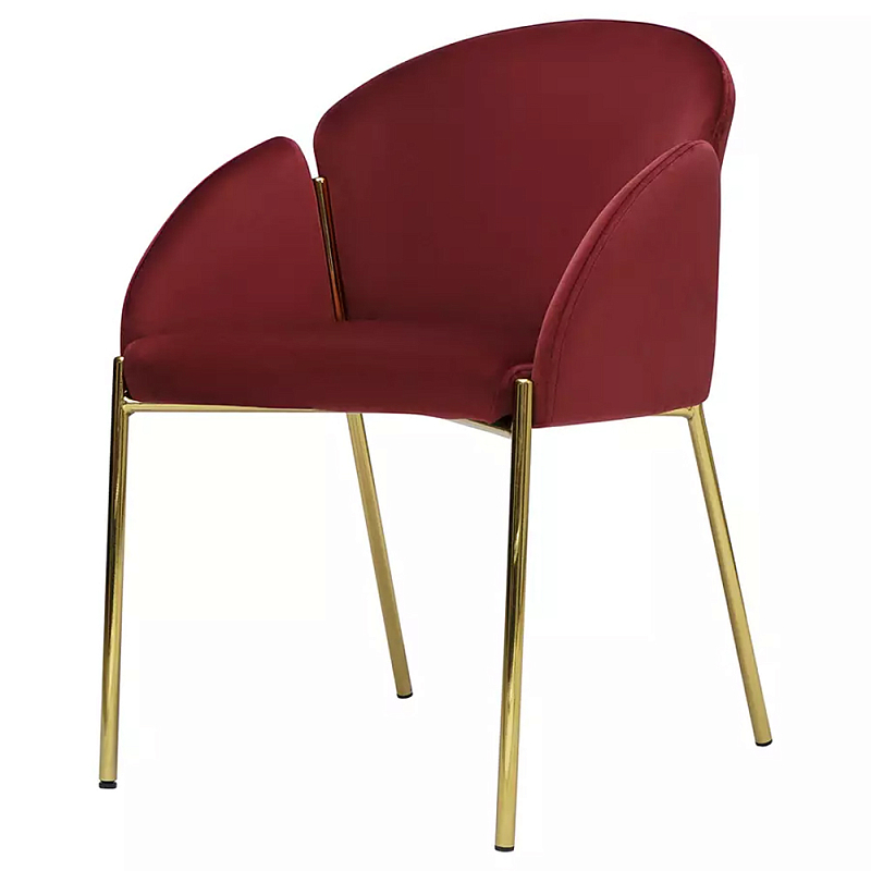 Стул бордовый на золотистых ножках Burgundy Chair Бордовый Золотой в Санкт-петербурге | Loft Concept 