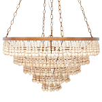 Круглая многоярусная люстра с круглыми деревянными подвесками Wooden Beads Chandelier Cream варинант исполнения - 3 | Loft Concept в Санкт-петербурге