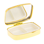 Таблетница карманная прямоугольная с 2-мя отделениями с зеркалом и накладкой из натурального камня Флюорит Gold Stone Pillboxes варинант исполнения - 3 | Loft Concept в Санкт-петербурге
