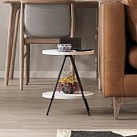 Стол приставной с 2-мя круглыми белыми столешницами ESSEL SIDE TABLE WHITE варинант исполнения - 10 | Loft Concept в Санкт-петербурге