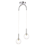 Подвесной светильник с 2-мя рельефными прозрачными плафонами из стекла и основанием цвета Хром Perforated Glass Bubbles варинант исполнения - 2 | Loft Concept в Санкт-петербурге