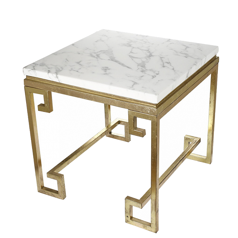 Приставной стол Golden Meander Side Table Белый Золотой в Санкт-петербурге | Loft Concept 