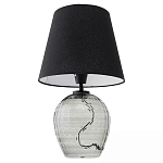 Настольная лампа с черным тканевым абажуром и фактурным прозрачным основанием Black Cone варинант исполнения - 2 | Loft Concept в Санкт-петербурге