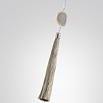 Подвесной светильник с шарообразным плафоном из белого стекла с подвеской из камня и кисточкой Agatelle варинант исполнения - 6 | Loft Concept в Санкт-петербурге