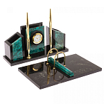 Настольный письменный набор из змеевика с часами Successful Leader варинант исполнения - 2 | Loft Concept в Санкт-петербурге