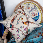 Подушка декоративная с изображением птиц в саду Beige Chinoiserie Birds in the Peach Orchard Cushion варинант исполнения - 2 | Loft Concept в Санкт-петербурге