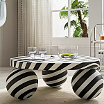 Дизайнерский журнальный стол круглый в чёрно-белую полоску Mypel варинант исполнения - 2 | Loft Concept в Санкт-петербурге