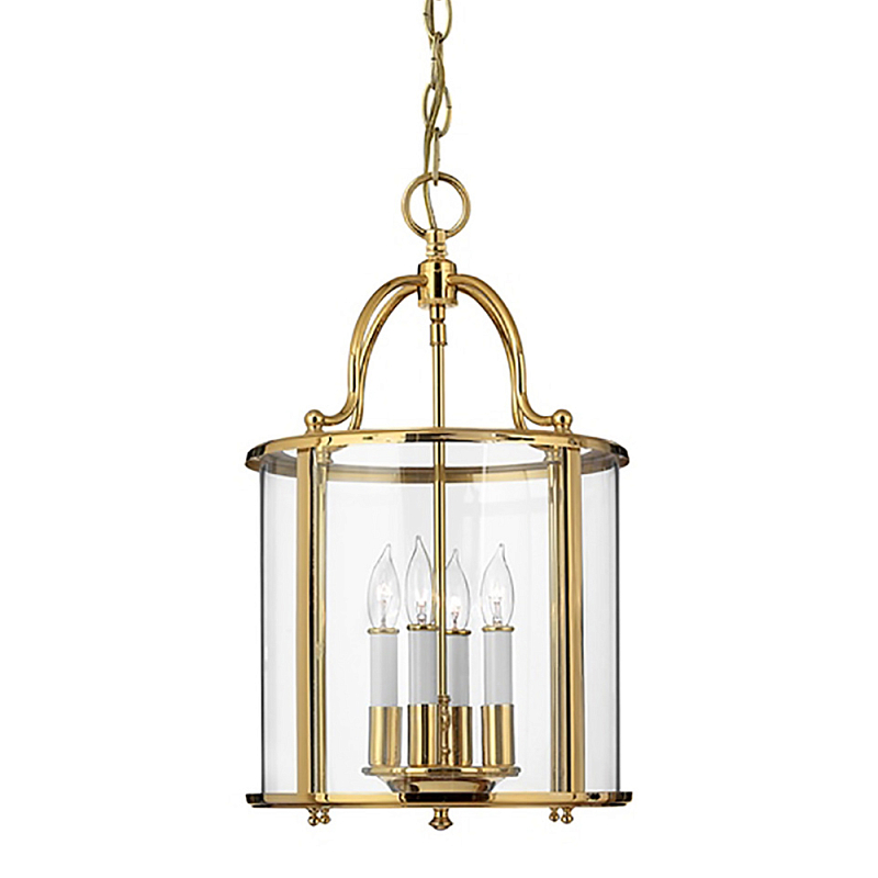 Подвесной светильник с прозрачным стеклянным цилиндрическим плафоном в классическом стиле на цепи Hinkley Латунь Прозрачное Стекло Олово Никель в Санкт-петербурге | Loft Concept 