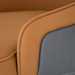 Стул оранжевый с высокой спинкой из искуственной кожи на серых металлических ножках Enigma Orange варинант исполнения - 4 | Loft Concept в Санкт-петербурге