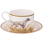 Чайная пара из фарфора с изображением собаки и уток 300 мл Hunting Porcelain Collection варинант исполнения - 1 | Loft Concept в Санкт-петербурге