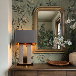 Настольная лампа с основанием из натурального камня c серым прямоугольным абажуром Lapis Tiburtinus варинант исполнения - 5 | Loft Concept в Санкт-петербурге