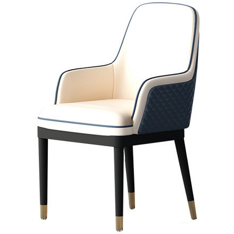 Стул с подлокотниками Helen Chair Dark Blue White Белый Синий Черный в Санкт-петербурге | Loft Concept 