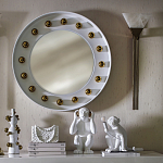 Зеркало белое с круглыми золотыми декоративными элементами Prince of the Church варинант исполнения - 3 | Loft Concept в Санкт-петербурге