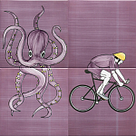 Плитка с узором Осьминог велосипедист варинант исполнения - 1 | Loft Concept в Санкт-петербурге