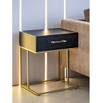 Приставной столик с резным узором на выдвижном ящике Black Table Carved Pattern варинант исполнения - 7 | Loft Concept в Санкт-петербурге