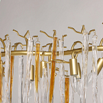 Люстра линейная золотого цвета с декоративными ветвями и длинными стеклянными подвесками в форме сосулек Droplet Chandelier варинант исполнения - 8 | Loft Concept в Санкт-петербурге