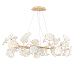 Люстра круглая с белыми лепестками из керамики и прозрачными хрустальными цветками Диаметр 82 см Wintery flovers варинант исполнения - 3 | Loft Concept в Санкт-петербурге
