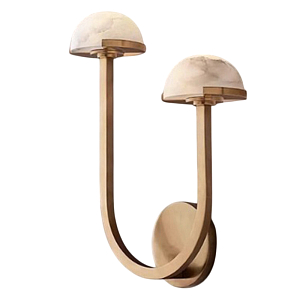 Бра с 2-мя мраморными плафонами на латунном корпусе Light Warm Light